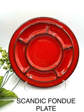 Thomas Rosenthal Scandic Red Flame Fondue Plate. Vintage 70s Germany